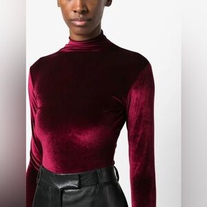 Elodie Velvet Mock Neck Bodysuit – Pink – XL